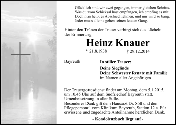 Anzeige von Heinz Knauer von Nordbayerischer Kurier