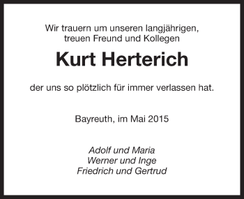 Anzeige von Kurt Herterich von Nordbayerischer Kurier