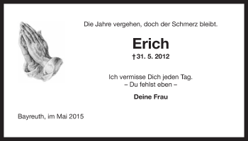 Anzeige von Erich Eisele von Nordbayerischer Kurier