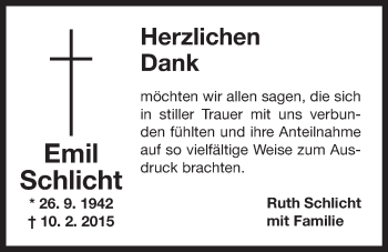 Anzeige von Emil Schlicht von Nordbayerischer Kurier