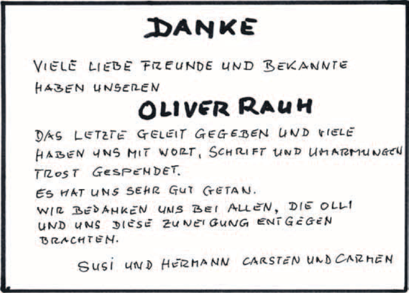  Traueranzeige für Oliver Rauh vom 28.03.2015 aus Nordbayerischer Kurier