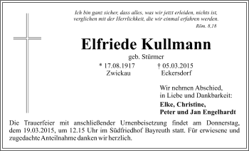 Anzeige von Elfriede Kullmann von Nordbayerischer Kurier