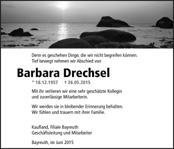 Anzeige von Barbara Drechsel von Nordbayerischer Kurier