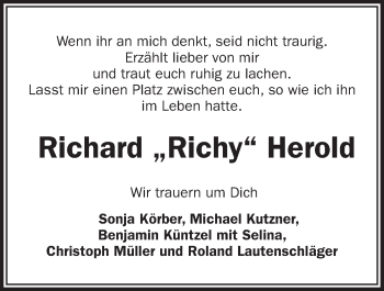 Anzeige von Richard Herold von Nordbayerischer Kurier