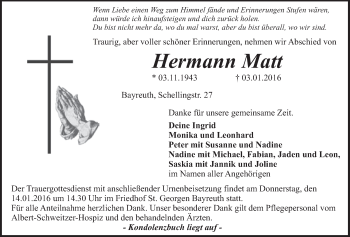 Anzeige von Hermann Matt von Nordbayerischer Kurier