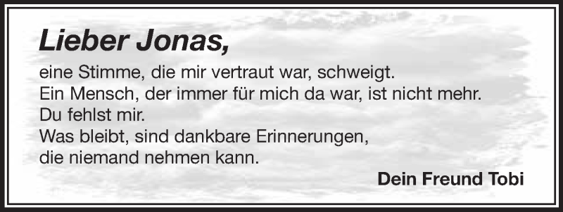  Traueranzeige für Jonas Paulsen vom 02.04.2015 aus Nordbayerischer Kurier