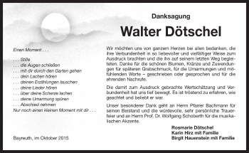 Anzeige von Walter Dötschel von Nordbayerischer Kurier