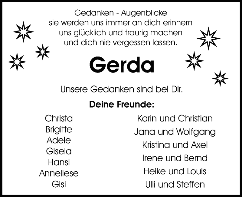  Traueranzeige für Gerda Langer-Gsell vom 10.10.2015 aus Nordbayerischer Kurier