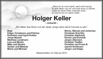 Anzeige von Holger Keller von Nordbayerischer Kurier