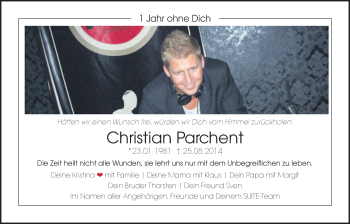 Anzeige von Christian Parchent von Nordbayerischer Kurier