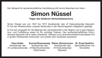 Anzeige von Simon Nüssel von Nordbayerischer Kurier
