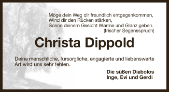 Anzeige von Christa Dippold von Nordbayerischer Kurier