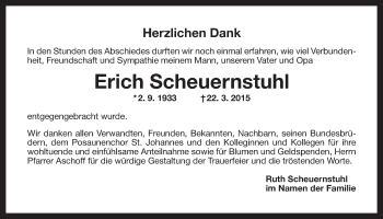 Anzeige von Erich Scheuernstuhl von Nordbayerischer Kurier