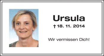 Anzeige von Ursula Müller von Nordbayerischer Kurier