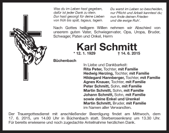 Anzeige von Karl Schmitt von Nordbayerischer Kurier