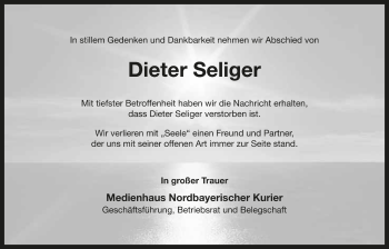 Anzeige von Dieter Seliger von Nordbayerischer Kurier