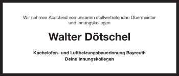 Anzeige von Walter Dötschel von Nordbayerischer Kurier