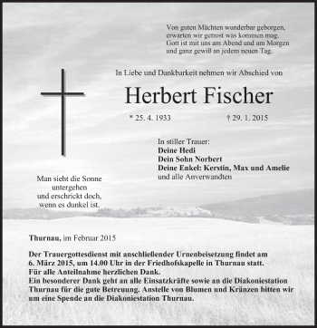 Anzeige von Herbert Fischer von Nordbayerischer Kurier