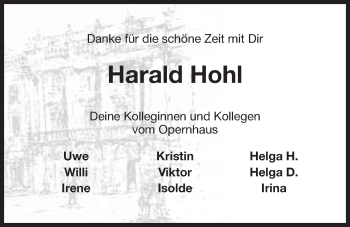 Anzeige von Harald Hohl von Nordbayerischer Kurier