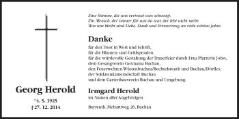 Anzeige von Georg Herold von Nordbayerischer Kurier