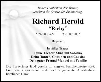 Anzeige von Richard Herold von Nordbayerischer Kurier
