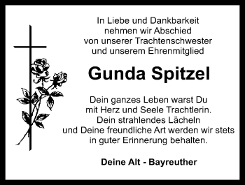 Anzeige von Gunda Spitzel von Nordbayerischer Kurier