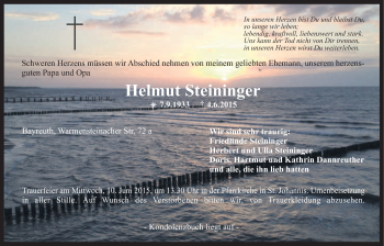 Anzeige von Helmut Steininger von Nordbayerischer Kurier