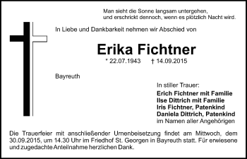 Anzeige von Erika Fichtner von Nordbayerischer Kurier