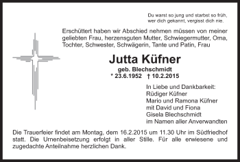 Anzeige von Jutta Küfner von Nordbayerischer Kurier