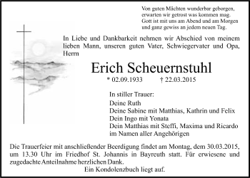 Anzeige von Erich Scheuernstuhl von Nordbayerischer Kurier