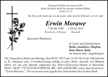 Anzeige von Erwin Morawe von Nordbayerischer Kurier