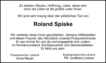Anzeige von Roland Spiske von Nordbayerischer Kurier
