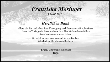 Anzeige von Franziska Mösinger von Nordbayerischer Kurier