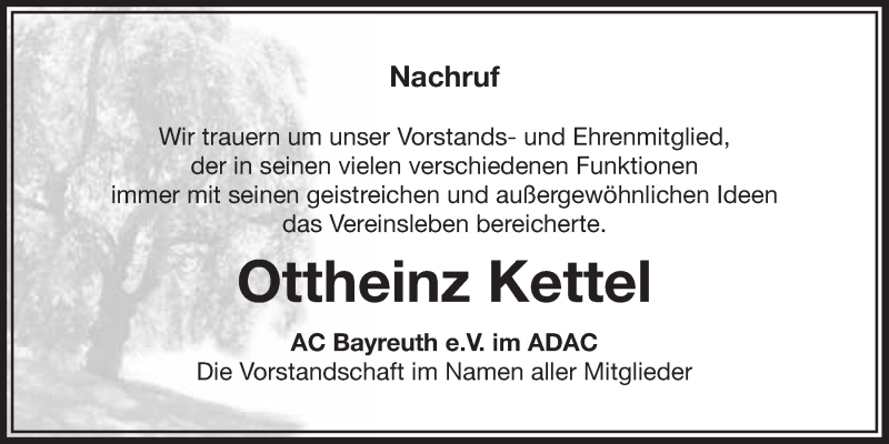  Traueranzeige für Ottheinz Kettel vom 28.07.2015 aus Nordbayerischer Kurier