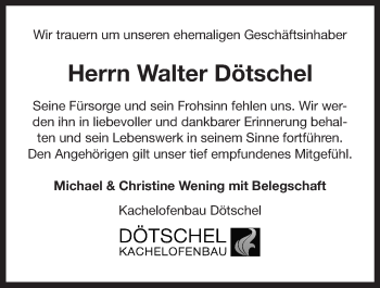 Anzeige von Walter Dötschel von Nordbayerischer Kurier