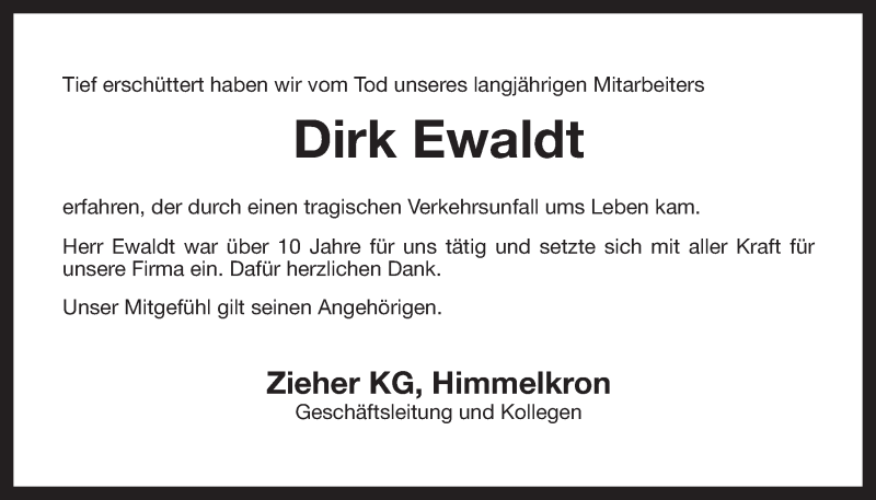  Traueranzeige für Dirk-Mathias Ewaldt vom 24.02.2015 aus Nordbayerischer Kurier