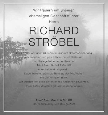 Anzeige von Richard Ströbel von Nordbayerischer Kurier