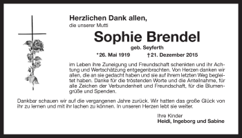 Anzeige von Sophie Brendel von Nordbayerischer Kurier