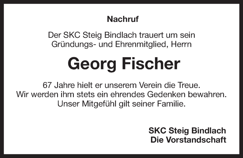  Traueranzeige für Georg Fischer vom 11.10.2016 aus Nordbayerischer Kurier