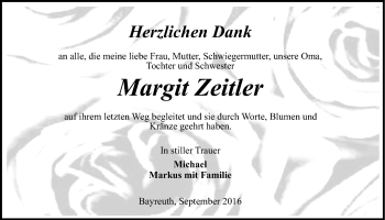 Anzeige von Margit Zeitler von Nordbayerischer Kurier