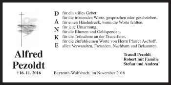 Anzeige von Alfred Pezoldt von Nordbayerischer Kurier
