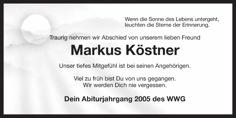  Traueranzeige für Markus Köstner vom 05.11.2016 aus Nordbayerischer Kurier