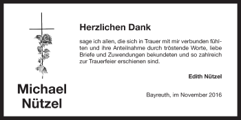 Anzeige von Michael Nützel von Nordbayerischer Kurier