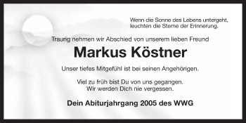 Anzeige von Markus Köstner von Nordbayerischer Kurier