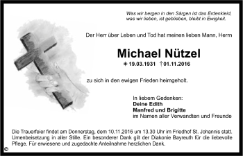 Anzeige von Michael Nützel von Nordbayerischer Kurier
