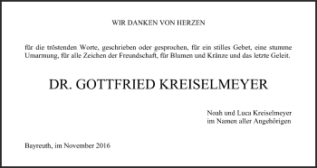Anzeige von Gottfried Kreiselmeyer von Nordbayerischer Kurier