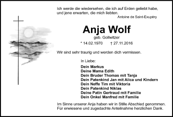 Anzeige von Anja Wolf von Nordbayerischer Kurier