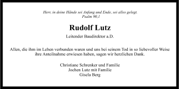 Anzeige von Rudolf Lutz von Nordbayerischer Kurier