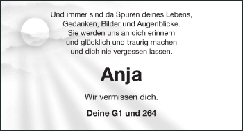 Anzeige von Anja Wolf von Nordbayerischer Kurier