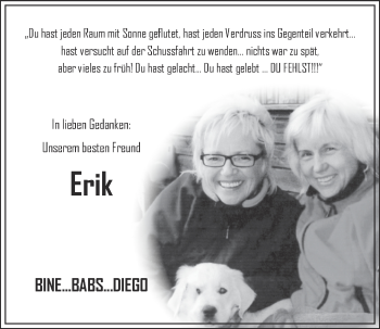 Anzeige von Erik Engelmann von Nordbayerischer Kurier